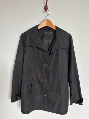 Simons Black Trench-Style Button Jacket
